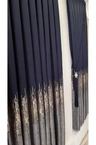 Panel Background Curtain Navy Gray (Single Wing)-Navy Gray - 4