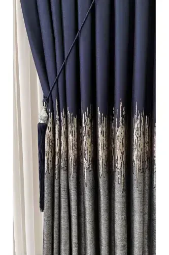 Panel Background Curtain Navy Gray (Single Wing)-Navy Gray - 5