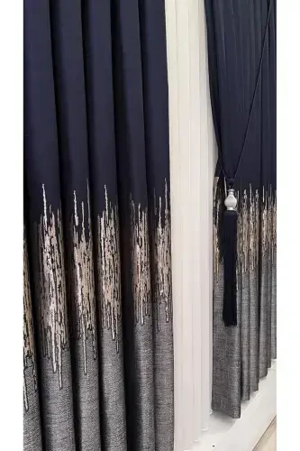 Panel Background Curtain Navy Gray (Single Wing)-Navy Gray - 6