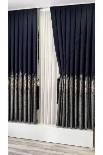 Panel Background Curtain Navy Gray (Single Wing)-Navy Gray - 8