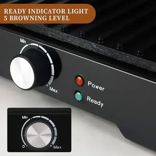 Panini Press Grill Sandwich Maker, Large Electric 3 in 1 Panini Sandwich Maker Grill, Open 180 Degrees for Grill Indoor, Perfect for Grilling Steaks, Burger, Sandwich,Non-stick Pan, Black - 3