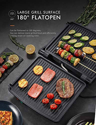 Panini Press Grill, Yabano Gourmet Sandwich Maker Non-Stick Coated Plates 11