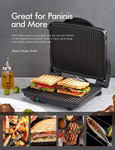 Panini Press Grill, Yabano Gourmet Sandwich Maker Non-Stick Coated Plates 11