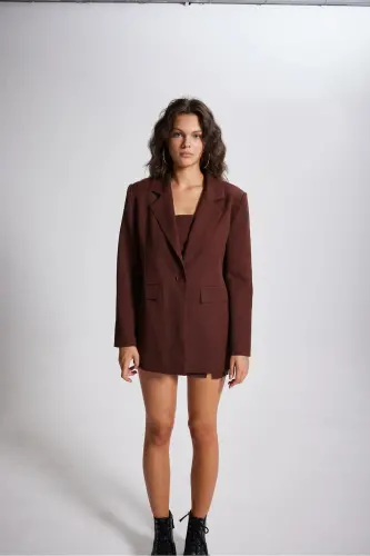 Panky Blazer Ceket Kahve-Kahverengi - HOLLY LOLLY (1)