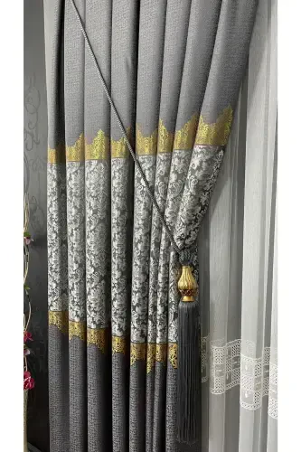 Pano Fon Parda Kulrang Yagona Qanotli Tig'iz Buralgan Jakarli Yarim Yaltiroq Naqshli 100 X 260-Kulrang 2511 - 1