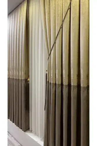 Pano Fon Perde Krem Vizon (Tek Kanat)-Krem Vizon - 4