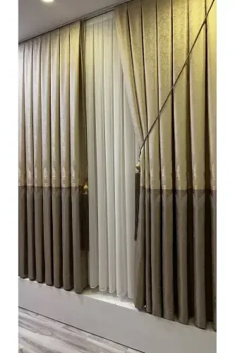 Pano Fon Perde Krem Vizon (Tek Kanat)-Krem Vizon - 6