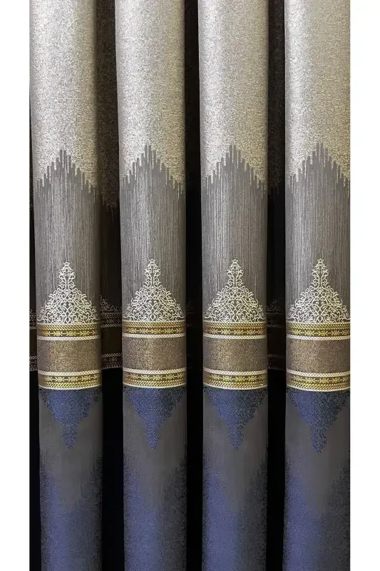 Пано Фон Занавес Серый Темно-синий (Один) - Серый Темно-синий - FON DÜNYASI