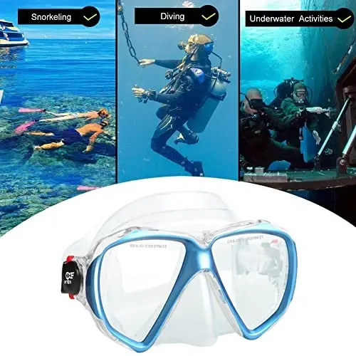 Snorkel Diving Mask Panoramic HD Swim Mask, Anti-Fog Scuba Diving Goggles,Tempered Glass Dive Mask Adult Youth Swim Goggles with Nose Cover for Diving, Snorkeling, Swimming 
