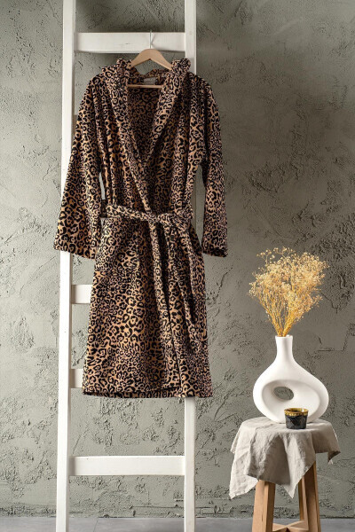 Panthera | 100% Cotton Leopard Print Velvet Robe - 11