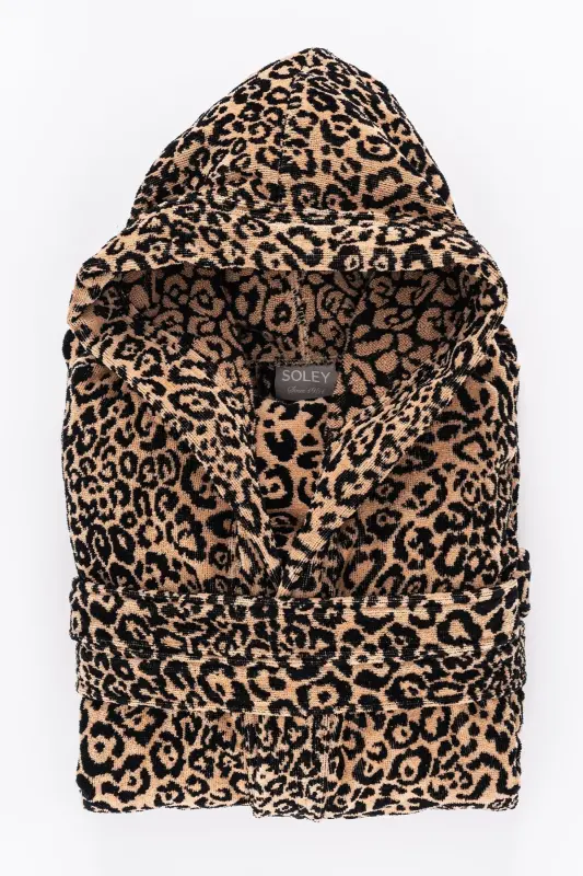 Panthera | 100% Cotton Leopard Print Velvet Robe - 2
