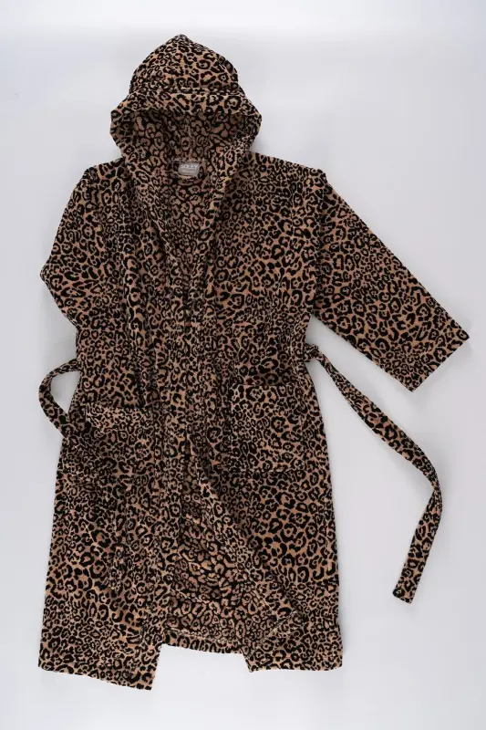 Panthera | 100% Cotton Leopard Print Velvet Robe - 6