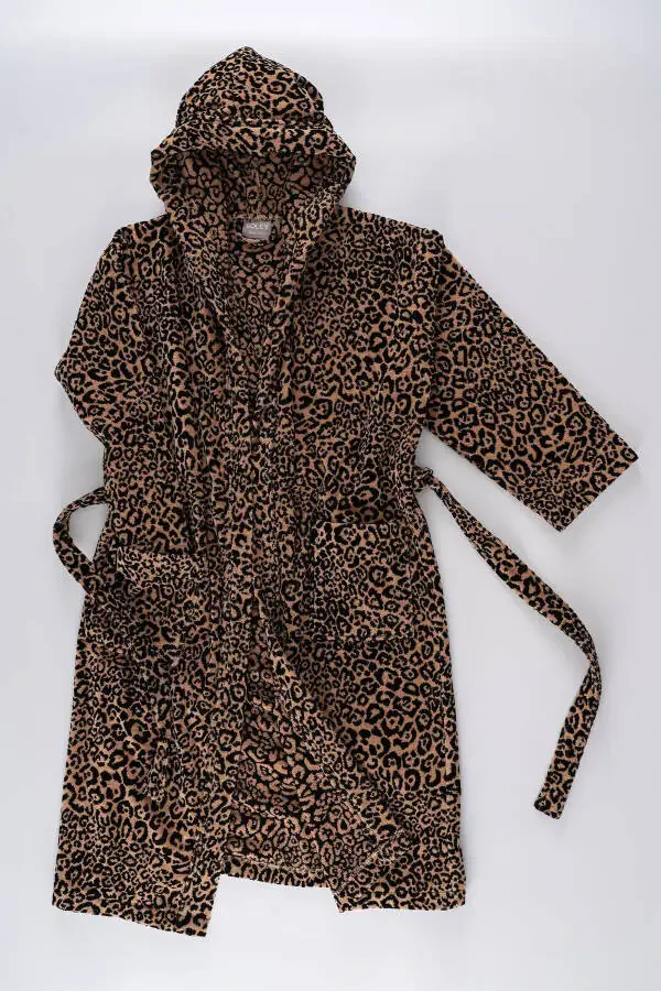 Panthera | 100% Cotton Leopard Print Velvet Robe - 5
