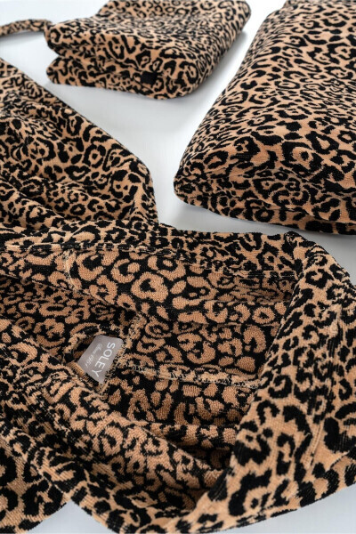 Panthera | 100% paxtadan tayyorlangan leopard naqshli baxmalxon халат - 16
