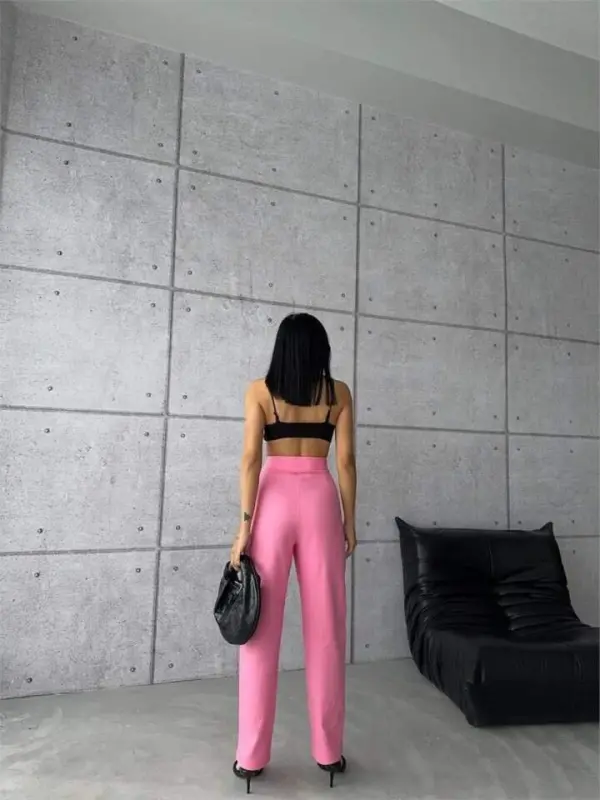 PANTS CLOSED POCKET 3 BUTTON DETAILED - Pink - 2