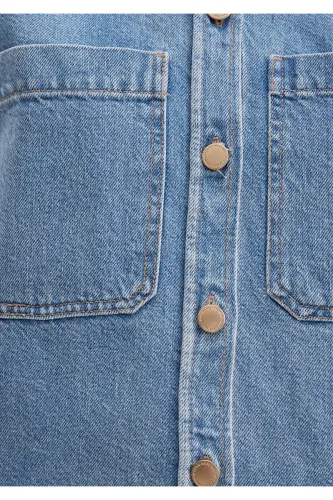 Paola Mavi Premium Indigo Mavisi Jean Gömlek Crop / Kısa Kesim 1210779-89212 - Mavi-89212 - 6