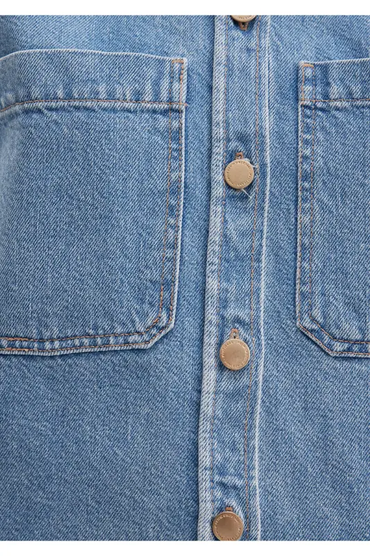 Paola Mavi Premium Indigo Mavisi Jean Gömlek Crop / Kısa Kesim 1210779-89212 - Mavi-89212 - 6