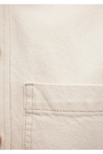 Paola Premium Ekru Jean Gömlek Crop / Kısa Kesim 1 - 7