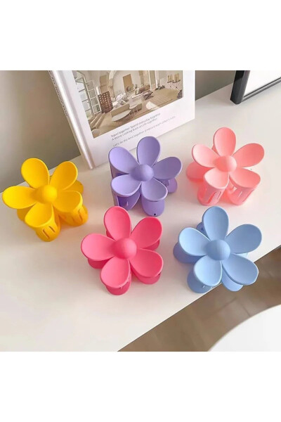 Papatya Çiçek Mandal Toka 5'li Set Kadın-Mor - MONALISA