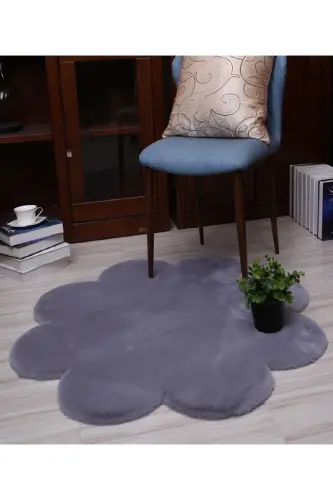 Papatya Çiçek Şekli Halı Oturma Odası Çocuk Odası Peluş Yatak Odası Için Tüylü Yer Halısı Modern Mat-antrasit 