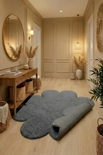 Papatya Model Yumuşak Peluş Dekoratif Salon Oturma Odası Halısı - antrasit - 2