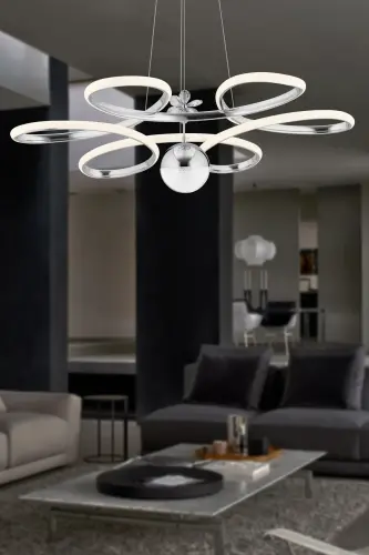 Papatya Gümüş 3 Renk Ledli Modern Led Avize-Gri002 - İSTANBUL AVIZE (1)