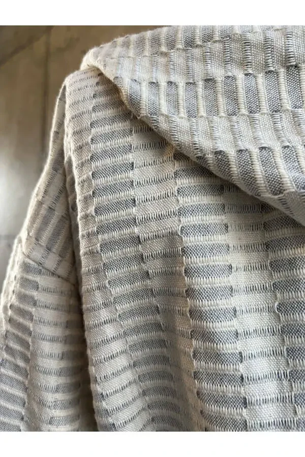 Papatya Pamuklu Peştamal Bornoz-Gri - 5