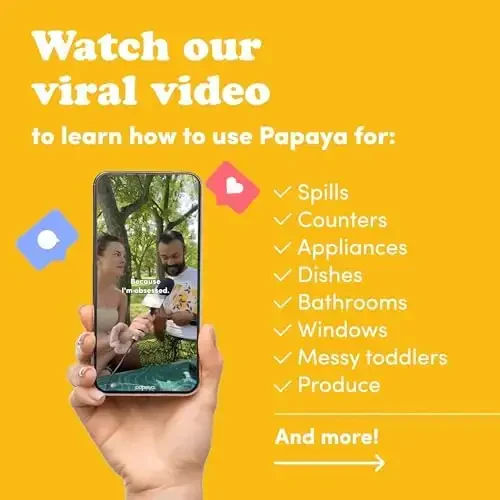 Papaya Tekrar Kullanılabilir Kâğıt Havluluk 4'lü Paket - 4 Sayfa + 2 Kanca, Hızlı Kuru, Kokusuz, 1 Sayfa 17 Rulo Yerine Geçiyor, Yıkanabilir Mutfak Bezi, Sürdürülebilir Bulaşık Süngeri, Ekolojik Hediye (Gezgin) - 2