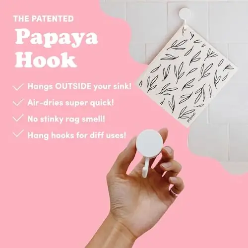 Papaya Tekrar Kullanılabilir Kâğıt Havluluk 4'lü Paket - 4 Sayfa + 2 Kanca, Hızlı Kuru, Kokusuz, 1 Sayfa 17 Rulo Yerine Geçiyor, Yıkanabilir Mutfak Bezi, Sürdürülebilir Bulaşık Süngeri, Ekolojik Hediye (Gezgin) - 6