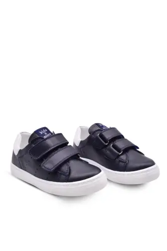 Papillon Çift Cırtlı Deri Unisex Çocuk Ayakkabı Lacivert-Lacivert - 5