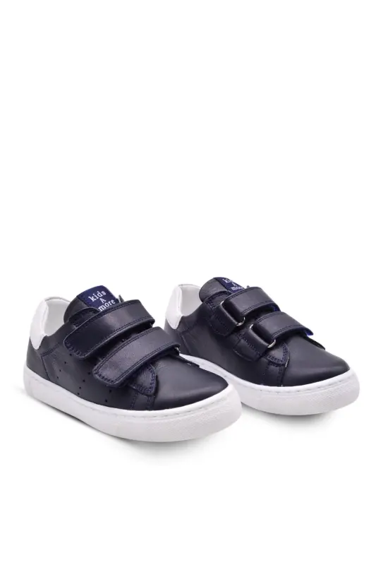 Papillon Çift Cırtlı Deri Unisex Çocuk Ayakkabı Lacivert-Lacivert - 5