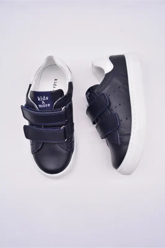 Papillon Çift Cırtlı Deri Unisex Çocuk Ayakkabı Lacivert-Lacivert - 6