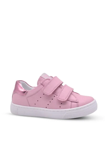Papillon Double Velcro Leather Girls Shoes Powder - KIDS A MORE
