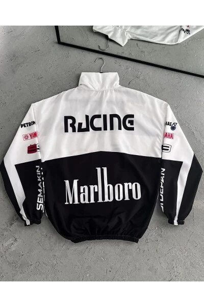 Parachute Fabric Oversize Digital Printed Black Windbreaker Raincoat - Modazone (1)