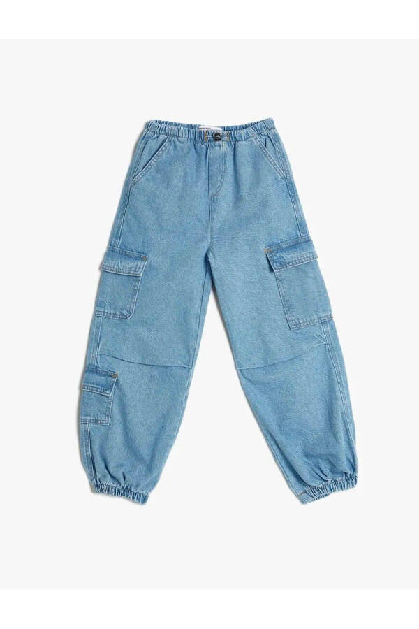 Parachute jeans, cotton, elastic waistband and pockets. - 3