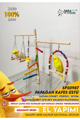 Parakeet Cage Top Perch Big Bird Entertainment Platform Sultan Parrot Paradise ,forpus , Love - 3