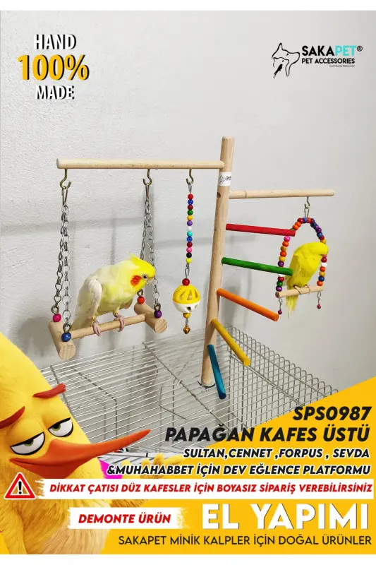 Parakeet Cage Top Perch Big Bird Entertainment Platform Sultan Parrot Paradise ,forpus , Love - 5