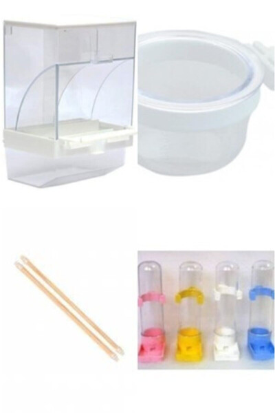 Parakeet Set (Smart Feeder + Clip-On Food Dish + 2 Wooden Perches + Water Bottle) - GENEL MARKALAR
