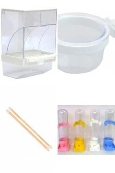 Parakeet Set (Smart Feeder + Clip-On Food Dish + 2 Wooden Perches + Water Bottle) - TISERT