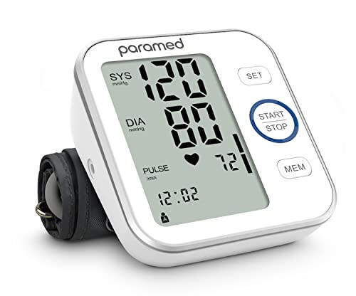 Paramed Blood Pressure Monitor - Bp Machine - Automatic Upper Arm Blood Pressure Cuff 8.7-16.5 inches - Large LCD Display 120 Sets Memory - Device Bag & Batteries Included - 1