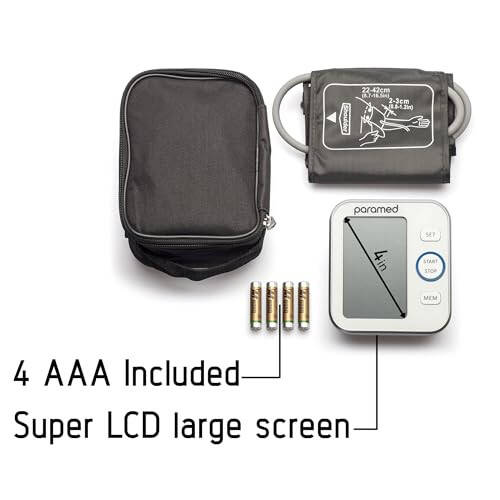 Paramed Blood Pressure Monitor - Bp Machine - Automatic Upper Arm Blood Pressure Cuff 8.7-16.5 inches - Large LCD Display 120 Sets Memory - Device Bag & Batteries Included - 5