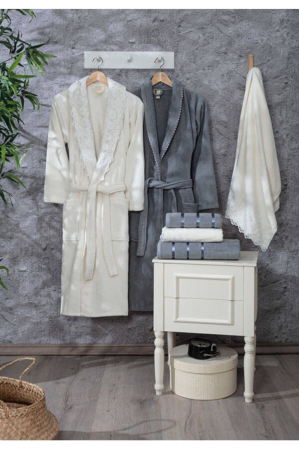 Paris 12-Piece Velvet Guipure Bathrobe Set | Bathrobe - 1