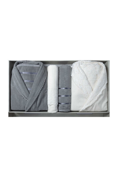 Paris 12-Piece Velvet Guipure Bathrobe Set | Bathrobe - GÜVENAL (1)