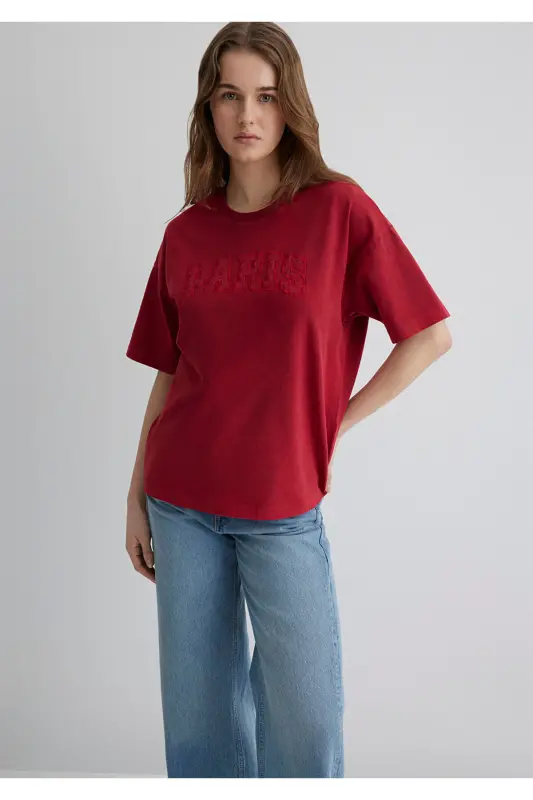 Paris Printed Red T-Shirt Oversize / Wide Cut - 1