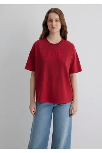 Paris Printed Red T-Shirt Oversize / Wide Cut - 3