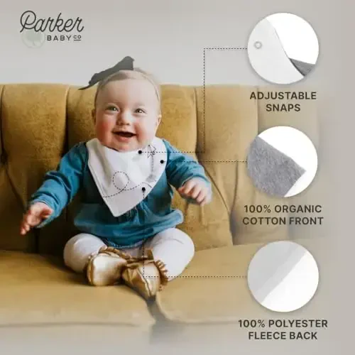 Parker Baby Bandana Drool Bibs 4 Pack Baby Bibs for Boys, Girls, Unisex - 4