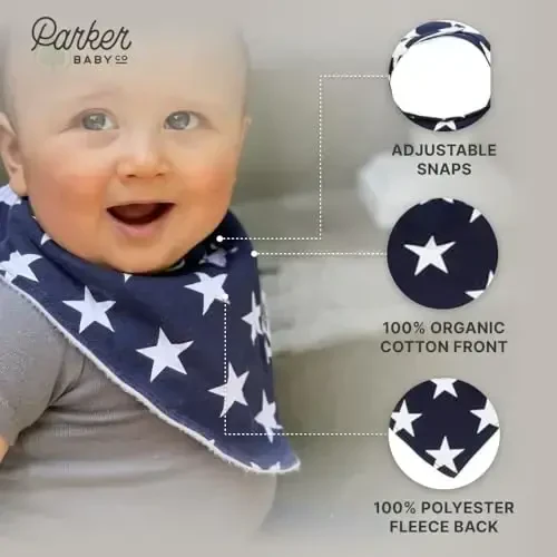 Parker Baby Bandana Drool Bibs 4 Pack Baby Bibs for Boys, Girls, Unisex - 4