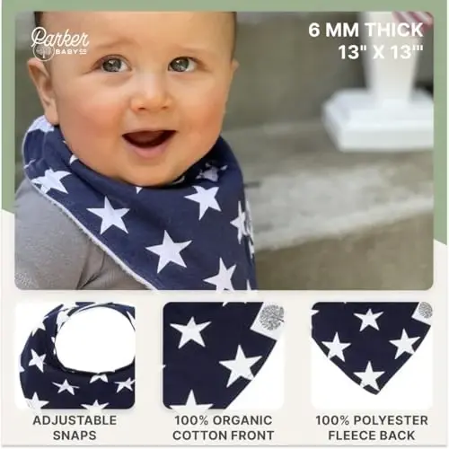Parker Baby Bandana Drool Bibs 4 Pack O'g'il bolalar, qizlar, unisex uchun bolalar so'lagi - 3