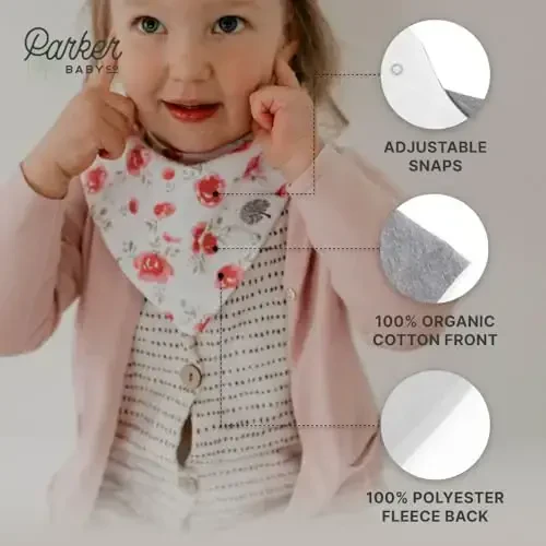 Parker Baby Bandana Drool Bibs 8 Pack Baby Bibs for Boys, Girls, Unisex - Soft & Stylish Teething Bibs for Babies - 4