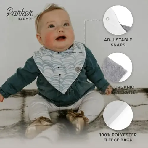 Parker Baby Bandana Drool Bibs 8 Pack Baby Bibs for Boys, Girls, Unisex - Soft & Stylish Teething Bibs for Babies - 4